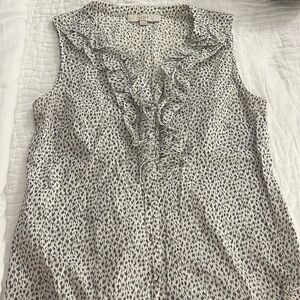 White and grey leopard sleeveless blouse